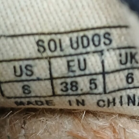 SOLUDOS Calf Hair Slip On Smoking Slipper Platform Espadrilles Black Size 8 - Picture 6 of 10